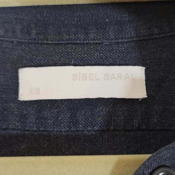 Sibel Saral Cotton Long Sleeve Button Pleated Front Hi-Low Blouse Dark Blue S - Picture 5 of 8